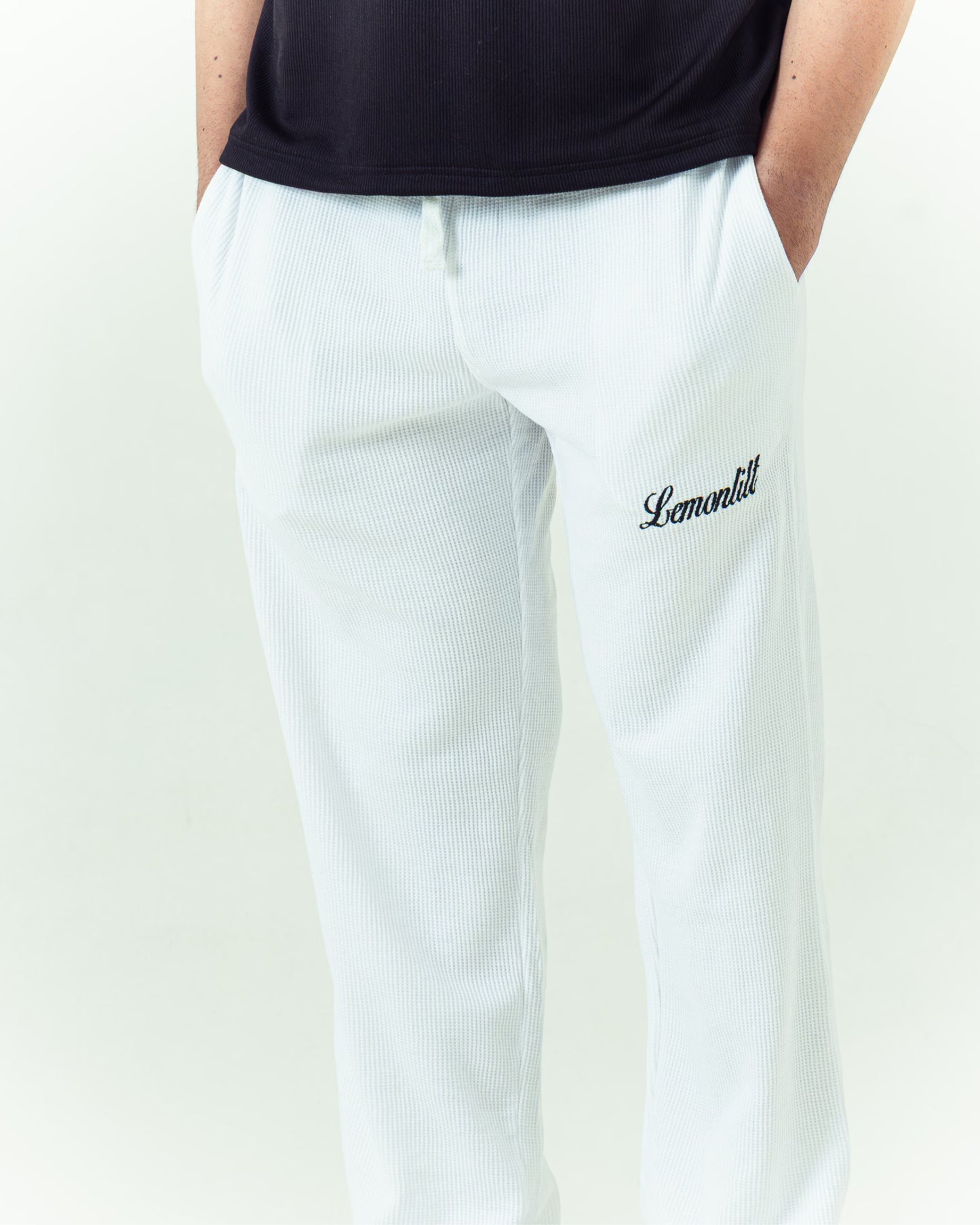 Monaco Waffle Sweatpant - White