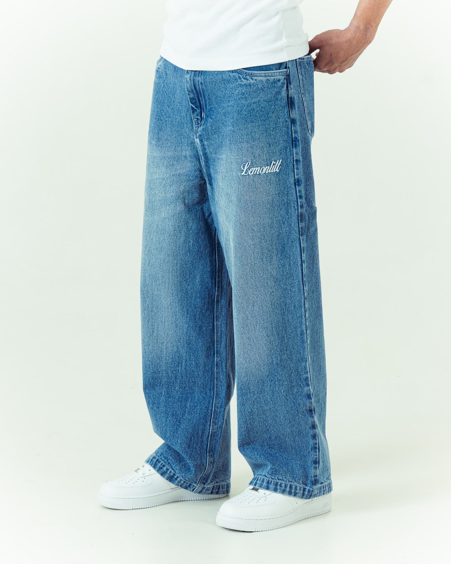 Embroidered Wide-Leg Denim