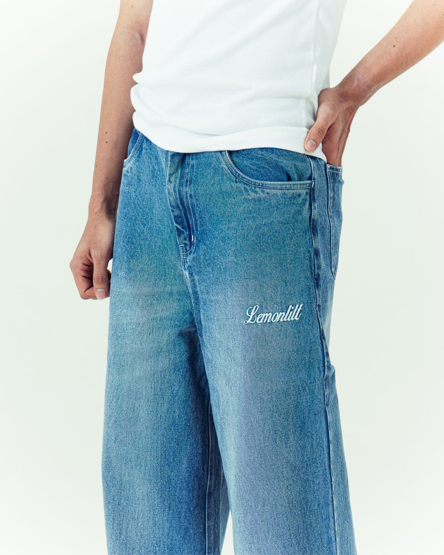 Embroidered Wide-Leg Denim