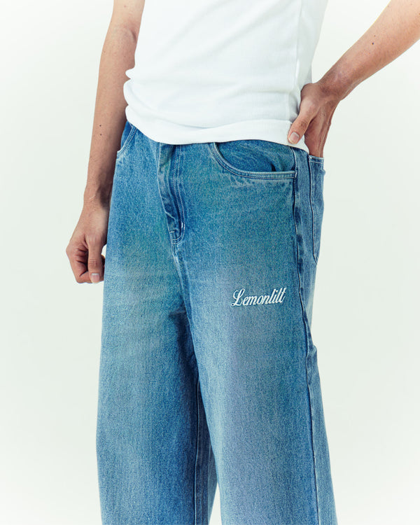 Embroidered Wide-Leg Denim