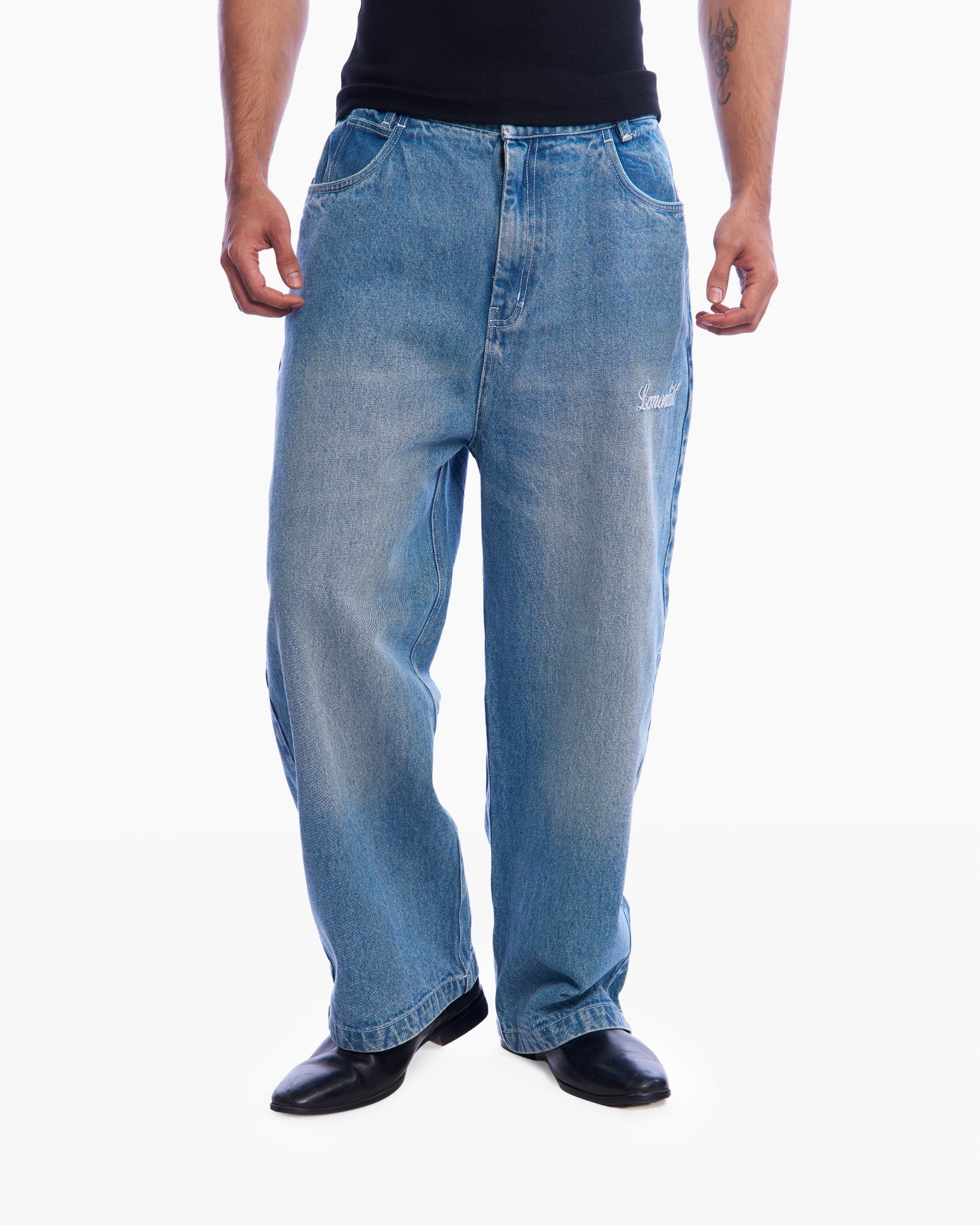 Embroidered Wide-Leg Denim