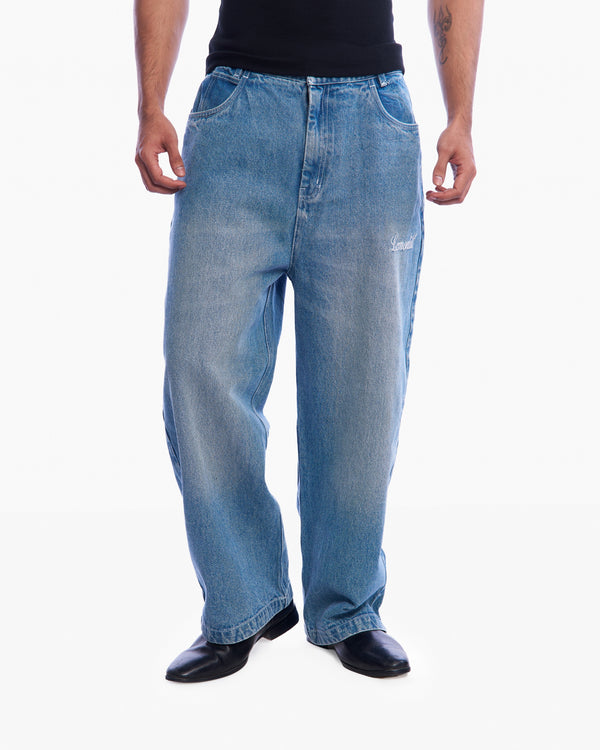 Embroidered Wide-Leg Denim