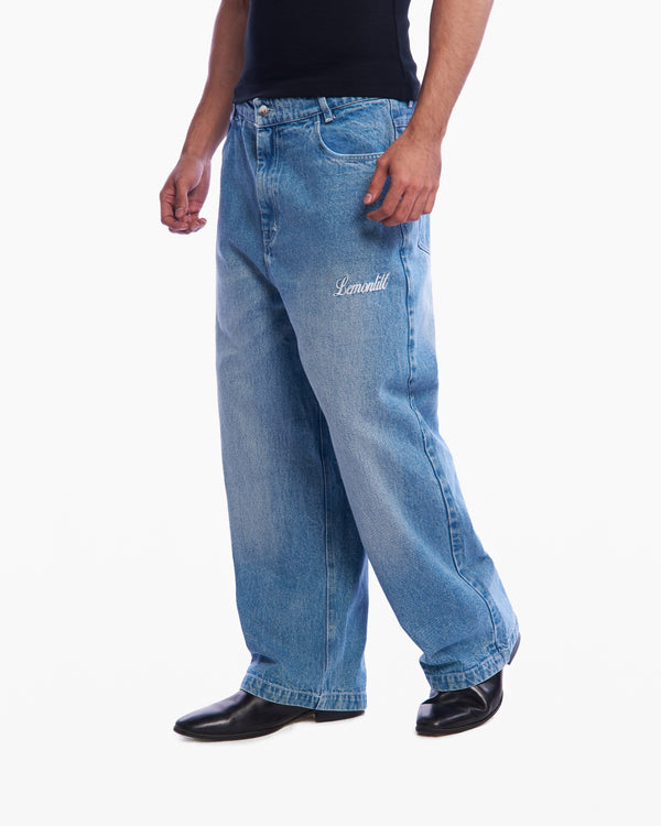 Embroidered Wide-Leg Denim