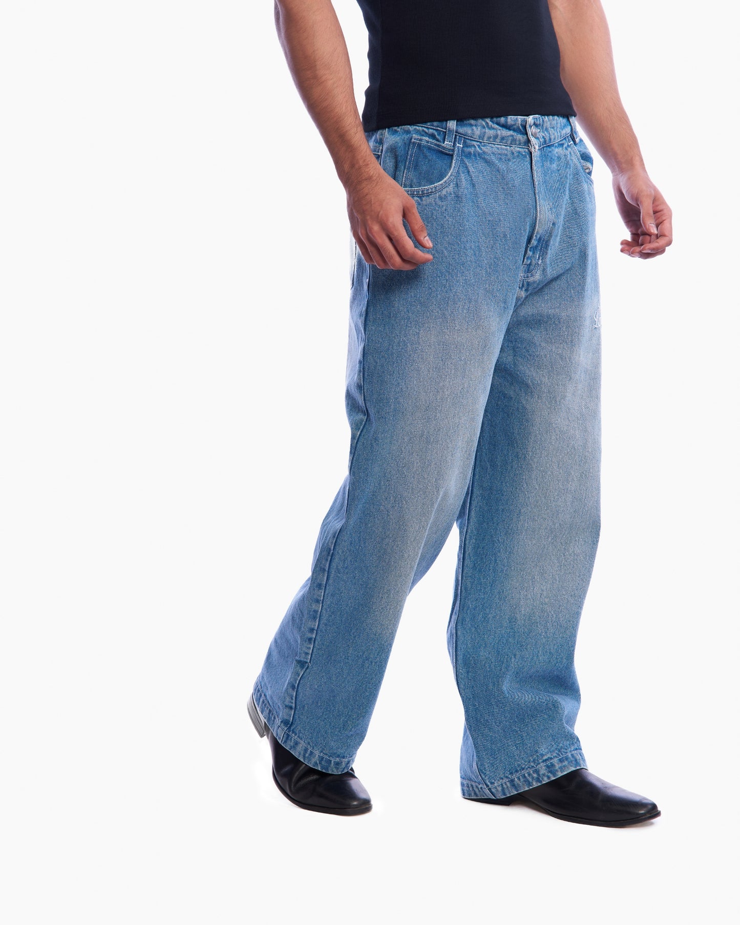 Embroidered Wide-Leg Denim