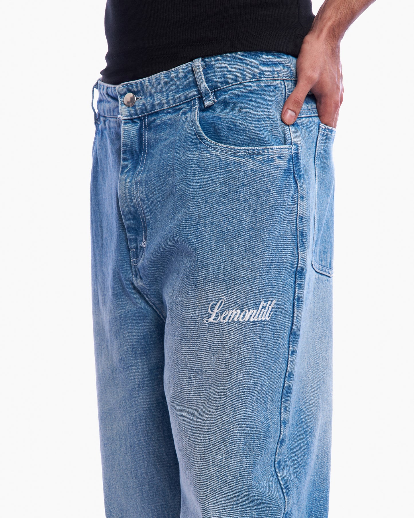 Embroidered Wide-Leg Denim