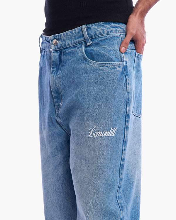 Embroidered Wide-Leg Denim