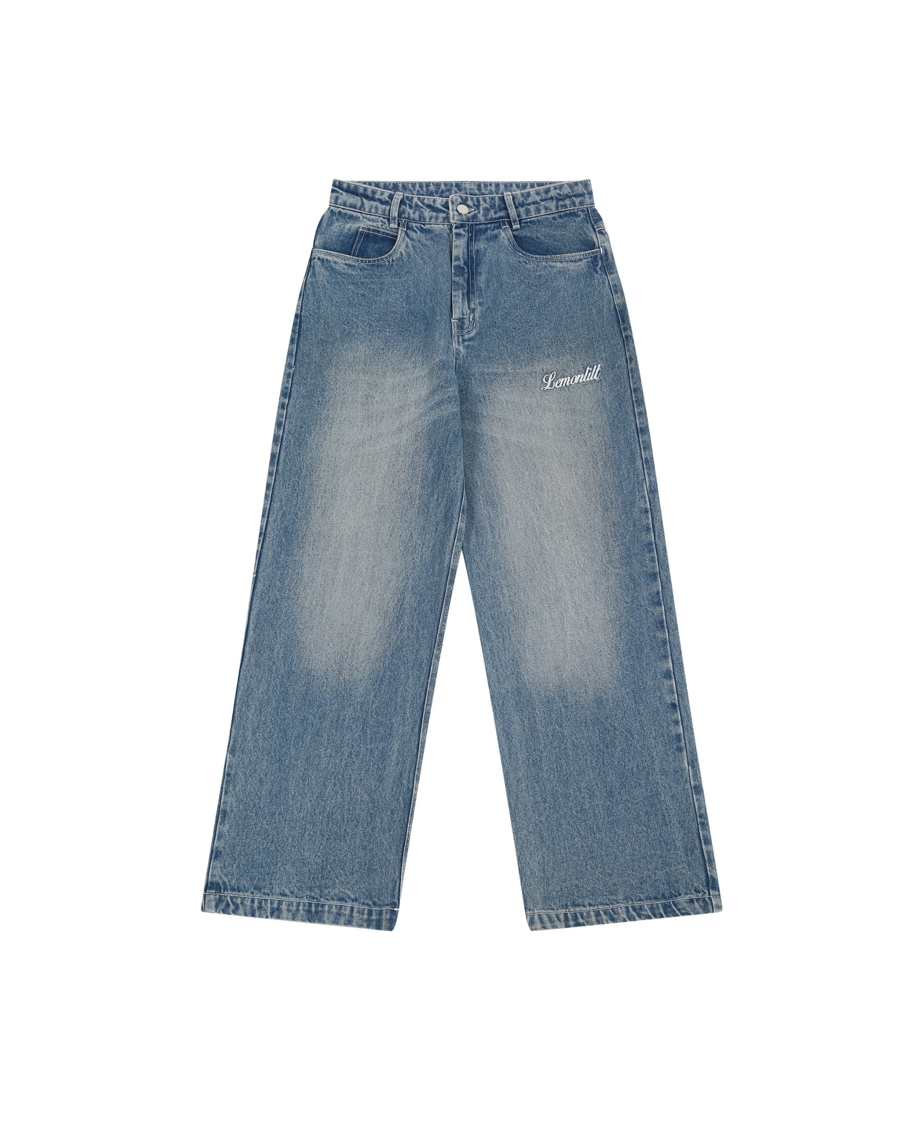 Embroidered Wide-Leg Denim