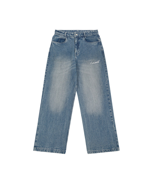 Embroidered Wide-Leg Denim