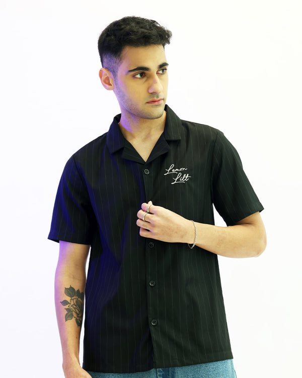 Black Pinstripe Casual Shirt