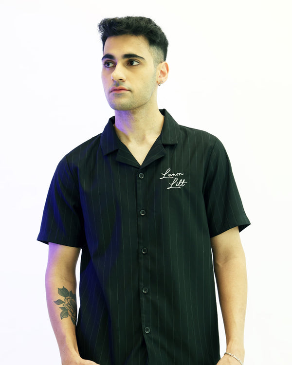Black Pinstripe Casual Shirt