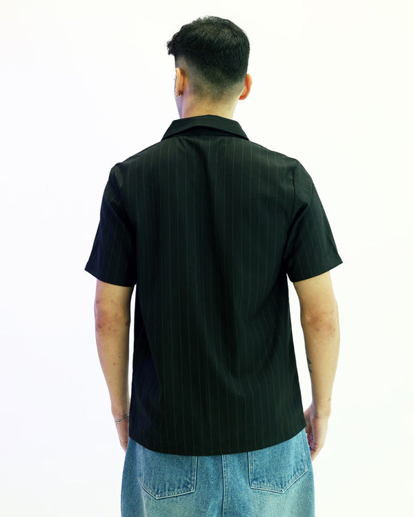 Black Pinstripe Casual Shirt