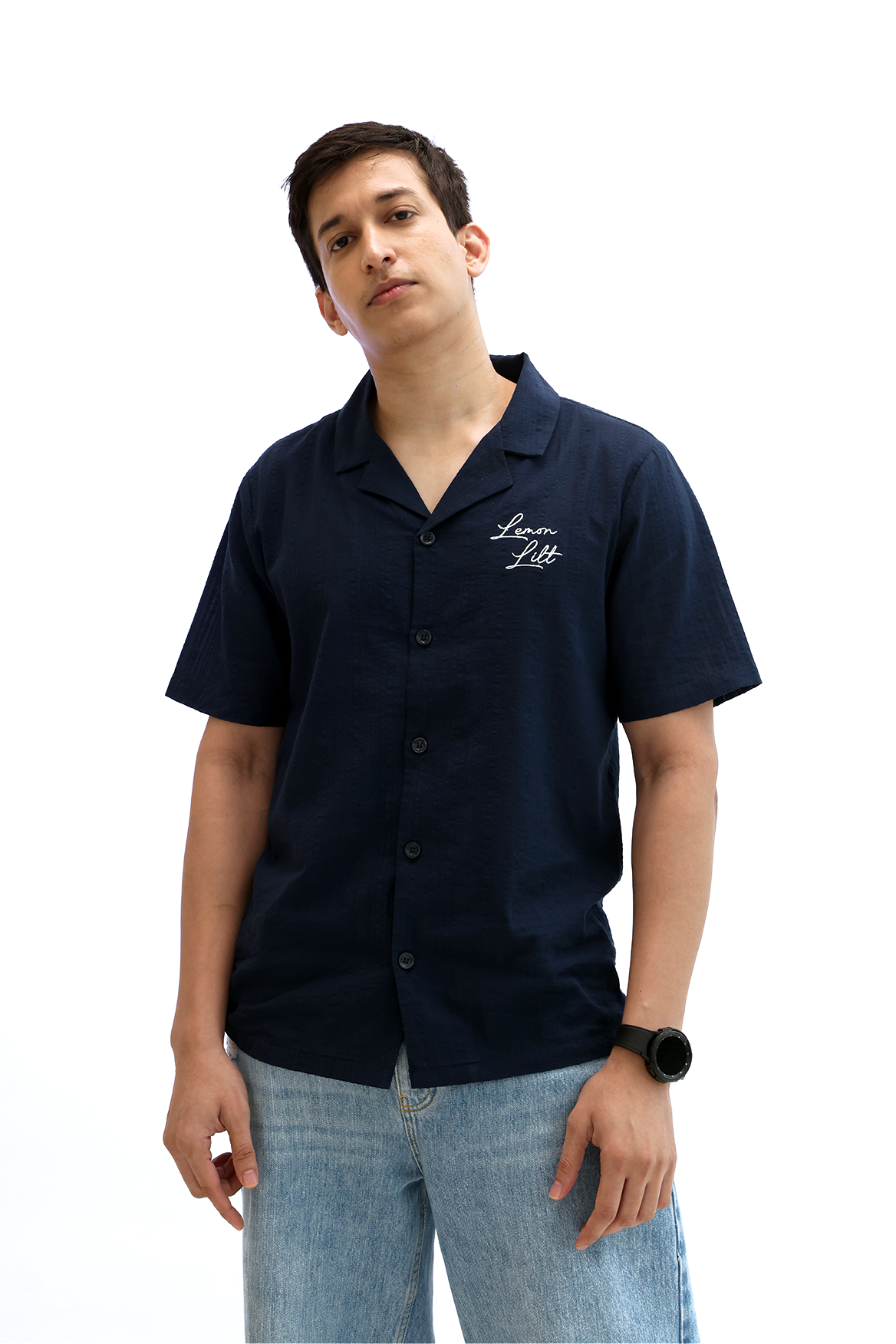 Textured Navy Summer Shirt