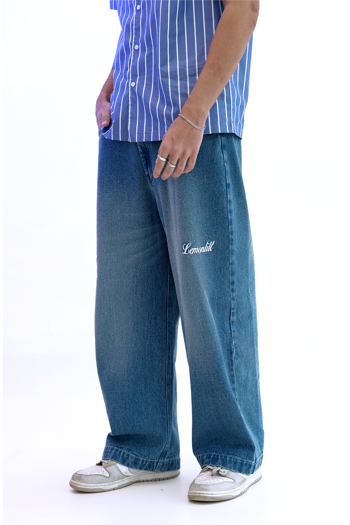 Embroidered Wide-Leg Denim
