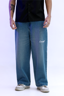 Embroidered Wide-Leg Denim