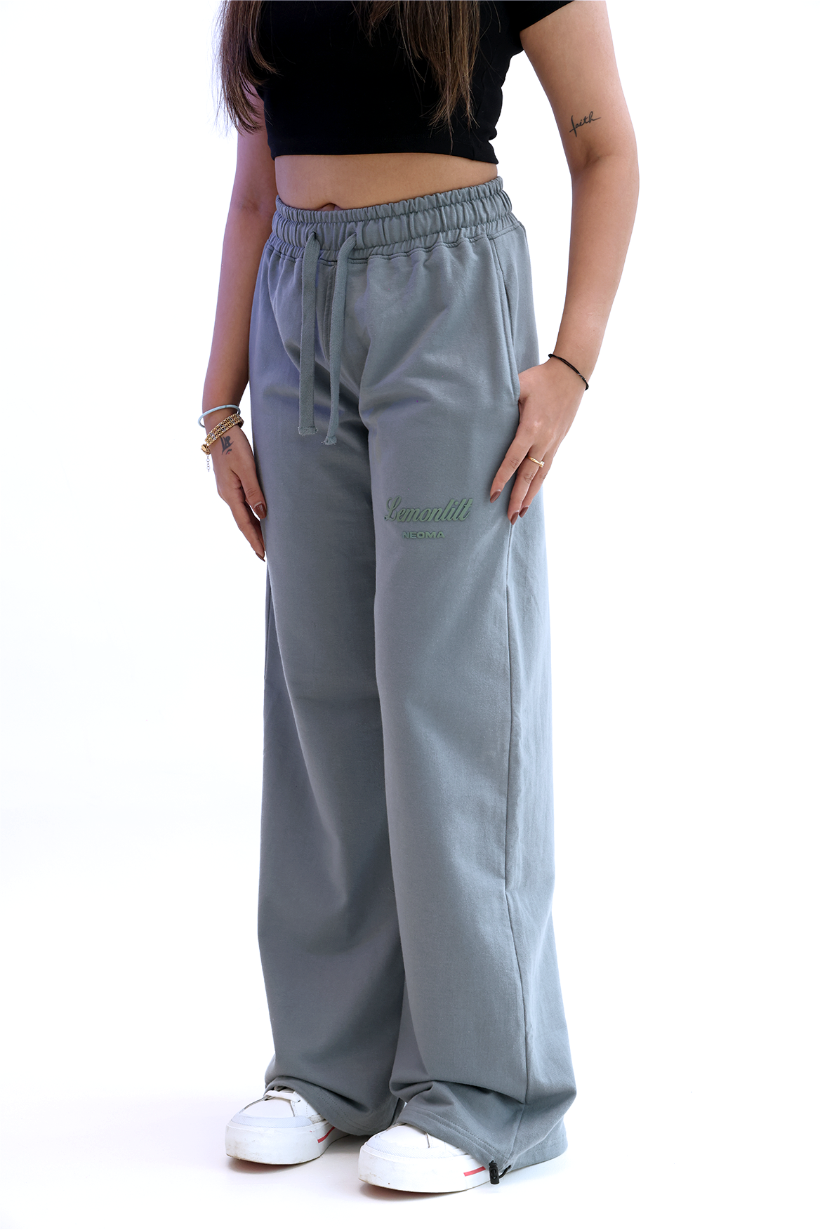 Grey Wide-Leg Sweatpants