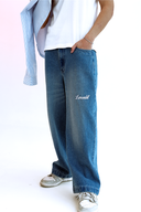 Embroidered Wide-Leg Denim