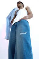 Embroidered Wide-Leg Denim